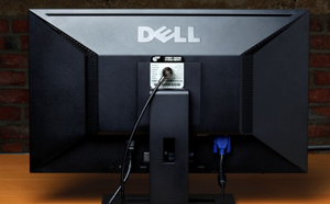 Dell computer monitor with STOP Lock attached
