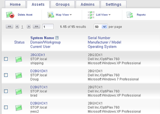 Screenshot of STOP Monitor Asset Tracking Security Software